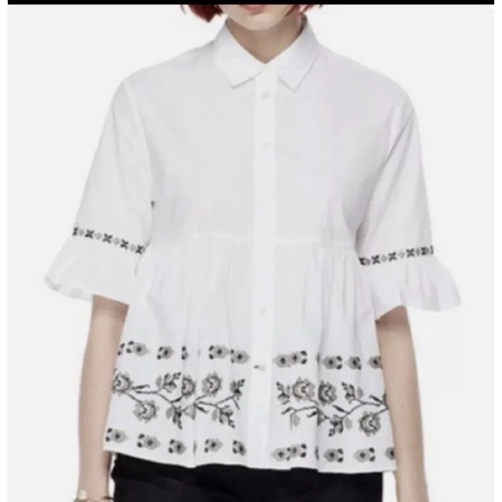 KATE SPADE BROOME STREET SHIRT 100% COTTON EMBROIDERED Size Small